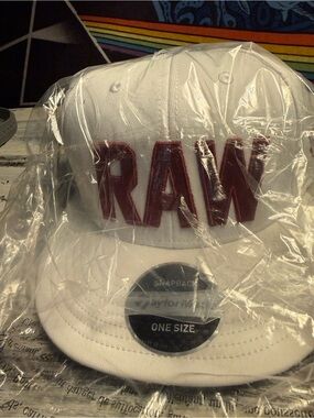 Never opened TaylorMade White Snapback Hat with Red RAW Embroidery